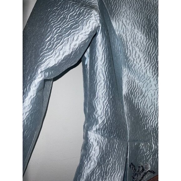 DEVCHATA Women Modest Metallic Floral Print Maxi Dress Gown in Light Blue size S - Picture 4 of 14